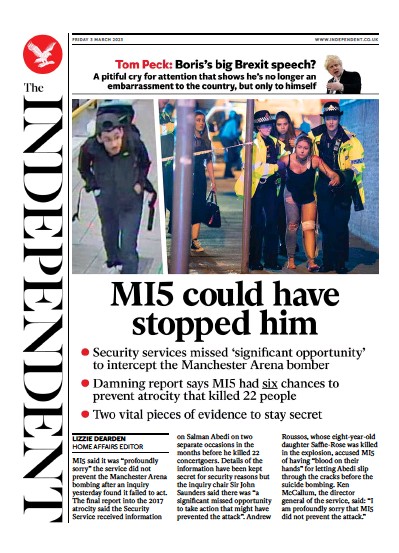 The Independent Newspaper Front Page (UK) for 4 March 2023
