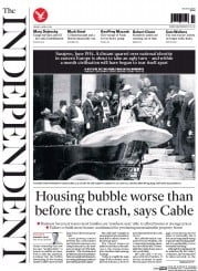 The Independent (UK) Newspaper Front Page for 4 April 2014
