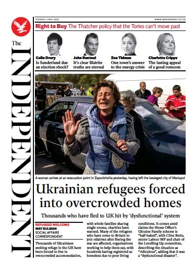 The Independent Newspaper Front Page (UK) for 4 May 2022