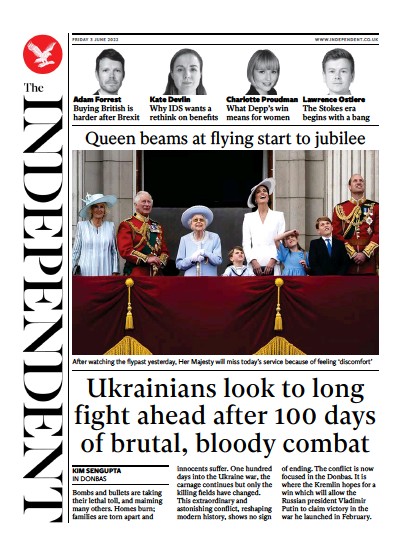 The Independent Newspaper Front Page (UK) for 4 June 2022