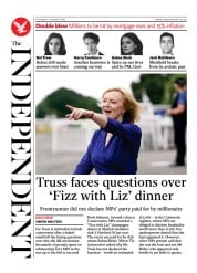The Independent (UK) Newspaper Front Page for 4 August 2022