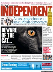 The Independent (UK) Newspaper Front Page for 4 September 2012