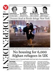 The Independent (UK) Newspaper Front Page for 4 September 2021