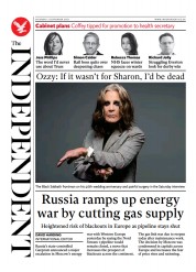 The Independent (UK) Newspaper Front Page for 4 September 2022