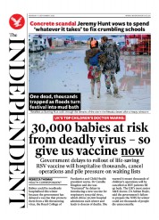 The Independent (UK) Newspaper Front Page for 4 September 2023
