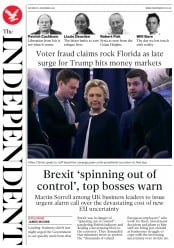 The Independent (UK) Newspaper Front Page for 5 November 2016