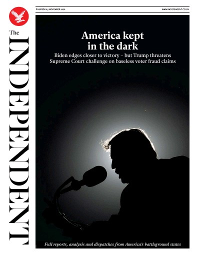 The Independent Newspaper Front Page (UK) for 5 November 2020