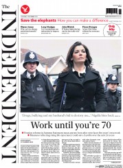The Independent (UK) Newspaper Front Page for 5 December 2013