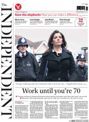 The Independent Newspaper Front Page (UK) for 5 December 2013