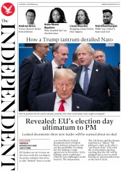 The Independent (UK) Newspaper Front Page for 5 December 2019