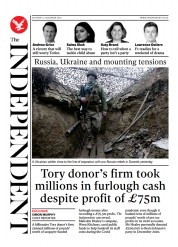 The Independent (UK) Newspaper Front Page for 5 December 2021