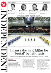 The Independent (UK) Newspaper Front Page for 5 February 2018