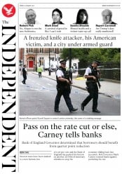 The Independent (UK) Newspaper Front Page for 5 August 2016