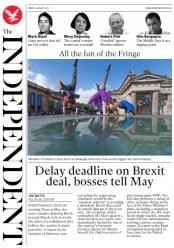 The Independent (UK) Newspaper Front Page for 5 August 2017