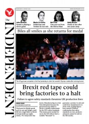 The Independent (UK) Newspaper Front Page for 5 August 2021