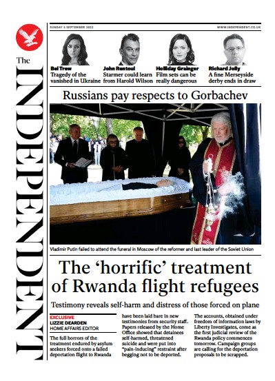 The Independent Newspaper Front Page (UK) for 5 September 2022