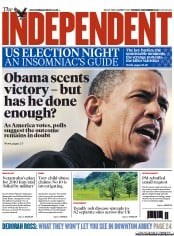 The Independent Newspaper Front Page (UK) for 6 November 2012