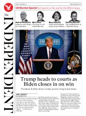 The Independent (UK) Newspaper Front Page for 6 November 2020