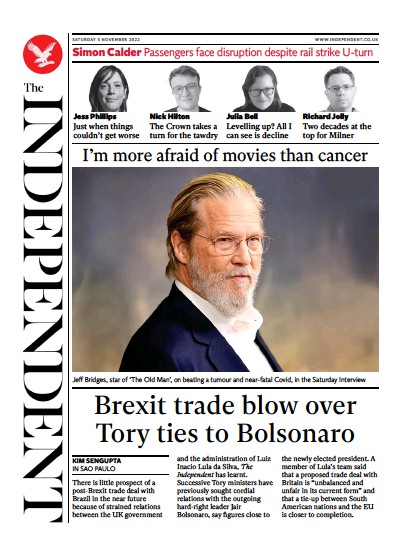 The Independent Newspaper Front Page (UK) for 6 November 2022