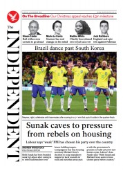 The Independent (UK) Newspaper Front Page for 6 December 2022