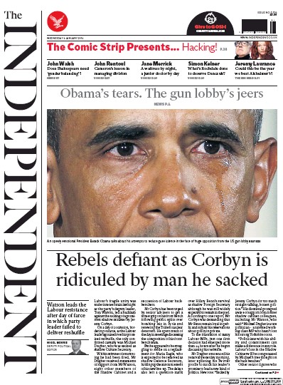 The Independent Newspaper Front Page (UK) for 6 January 2016