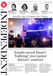 The Independent (UK) Newspaper Front Page for 6 January 2017