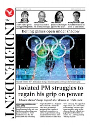 The Independent (UK) Newspaper Front Page for 6 February 2022
