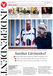 The Independent (UK) Newspaper Front Page for 6 March 2018