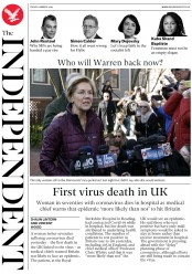 The Independent (UK) Newspaper Front Page for 6 March 2020