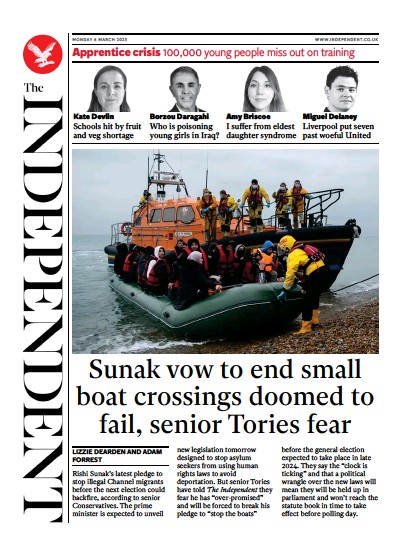 The Independent Newspaper Front Page (UK) for 6 March 2023