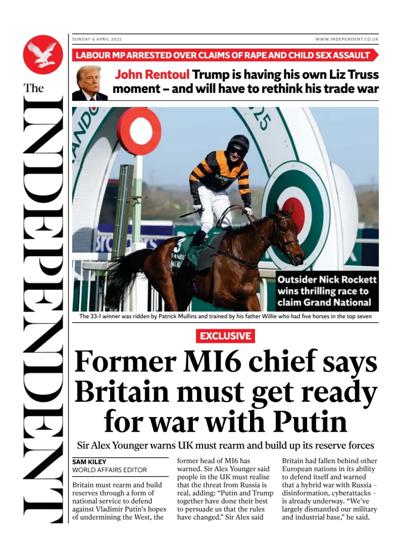 The Independent Newspaper Front Page (UK) for 6 April 2025