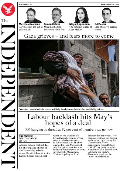 The Independent Newspaper Front Page (UK) for 6 May 2019