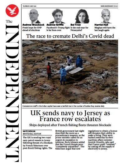 The Independent Newspaper Front Page (UK) for 6 May 2021