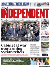 The Independent (UK) Newspaper Front Page for 6 June 2013