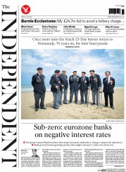 The Independent Newspaper Front Page (UK) for 6 June 2014