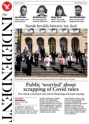 The Independent (UK) Newspaper Front Page for 6 June 2021