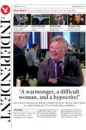 The Independent (UK) Newspaper Front Page for 6 July 2016