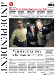 The Independent (UK) Newspaper Front Page for 6 August 2014