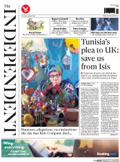 The Independent (UK) Newspaper Front Page for 6 August 2015