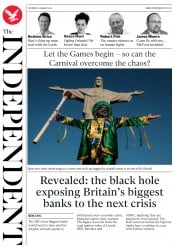 The Independent (UK) Newspaper Front Page for 6 August 2016