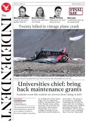 The Independent (UK) Newspaper Front Page for 6 August 2018