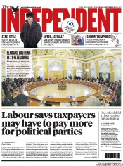 The Independent (UK) Newspaper Front Page for 6 September 2013