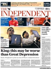 The Independent Newspaper Front Page (UK) for 7 October 2011