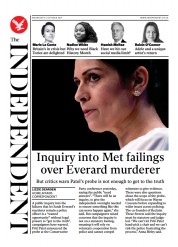 The Independent (UK) Newspaper Front Page for 7 October 2021