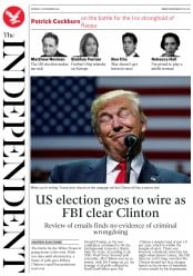 The Independent (UK) Newspaper Front Page for 7 November 2016