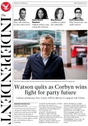 The Independent (UK) Newspaper Front Page for 7 November 2019