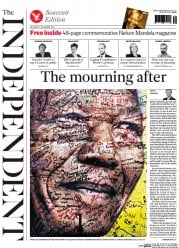 The Independent Newspaper Front Page (UK) for 7 December 2013