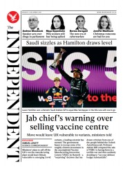 The Independent (UK) Newspaper Front Page for 7 December 2021