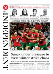 The Independent front page for 7 December 2022