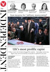The Independent (UK) Newspaper Front Page for 7 January 2020